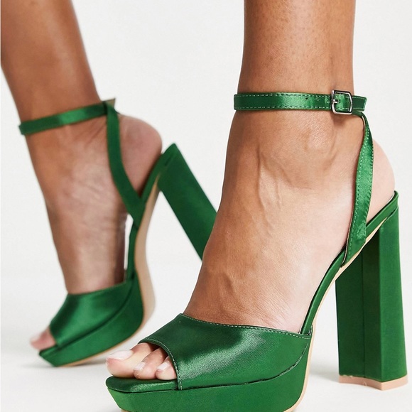 Green 🔥Trendy open toe heels - Picture 4 of 4